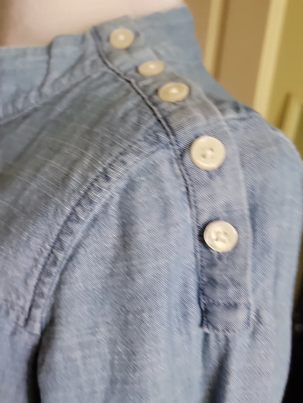 J Crew Light Wash Denim-Look Long Sleeve Top